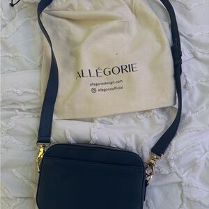 Dark Blue Vegan Leather Crossbody Bag